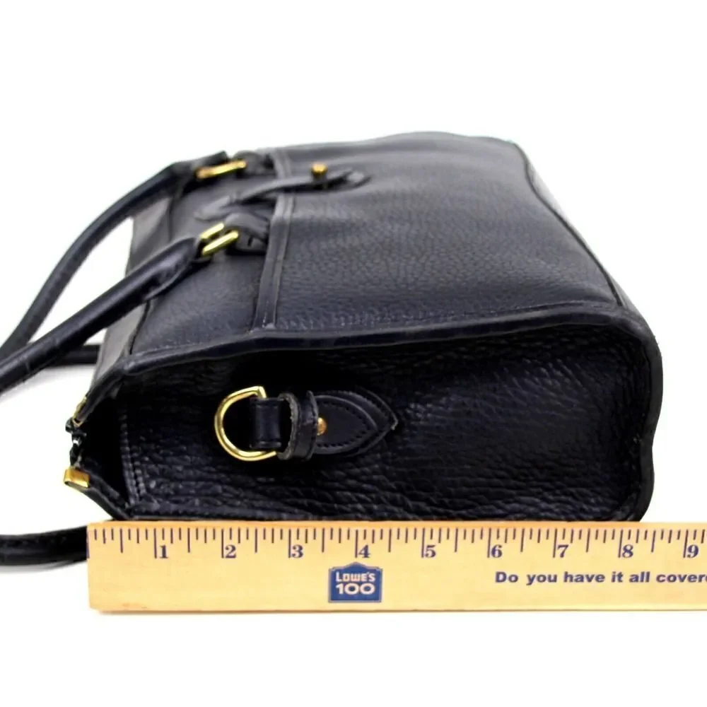 VTG Dooney & Bourke PEBBLED BLACK GENUINE LEATHER BUSINESS SHOULDER BAG PURSE
